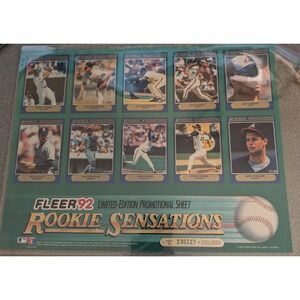 Fleer 1992 Baseball Uncut Sheet Rookie Sensations Frank Thomas Ivan Rodriguez